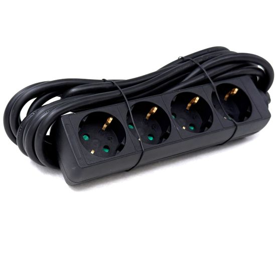 Tafelcontactdoos 4-voudig 3x1,5mm², 5m, zwart