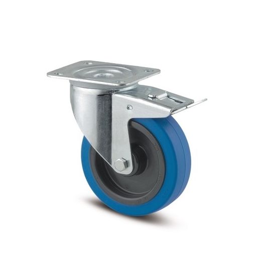 Tente - Swivel Castor Blue Wheel 100mm with brake